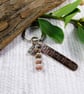 Bag Charm, Copper with Sterling Silver Heart Tag and Rhodonite Gemstones - Image 2