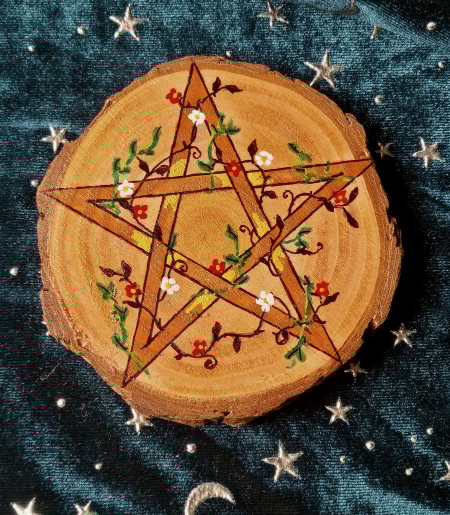 Wood Pentagram Altar Decoration 