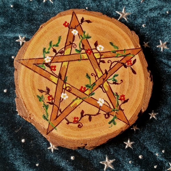 Wood Pentagram Altar Decoration 