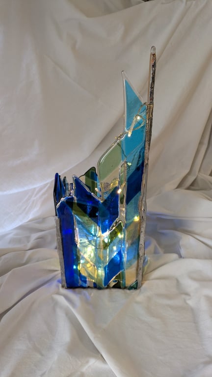 Cityscape Fused Glass Lamp