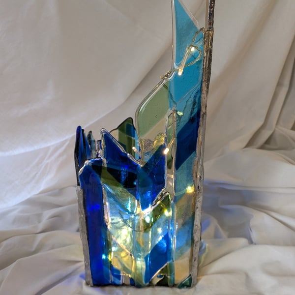 Cityscape Fused Glass Lamp