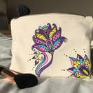 MULTICOLOURED FLOWER MANDALA STYLE MAKEUP BAG - ETHICALLY PRODUCED COTTON
