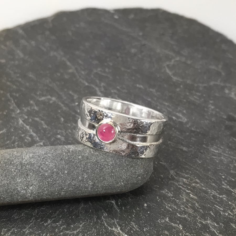 silver and ruby Rill ring U.K. P