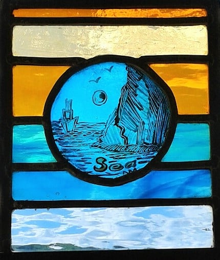 Contemporary Stained Glass Panel - Sea 