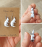 Spotted Rabbit Earrings - Upcycled Vintage Toys
