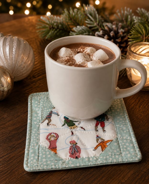 Handmade Christmas Coasters Set Festive Fabric Table Accessories 