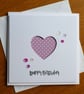 Birthday Card - Dusky Pink and White Polka Dot Heart Aperture