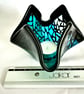 Handmade Blue Hues Fused Glass  Candle Holder - Image 9