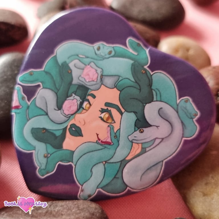 Medusa Heart Button Badge - Button Badges - Accessories