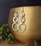 Textured Sterling Silver Open Circle Dangle Earrings  - Image 2
