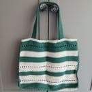 Handmade Green and White Tote Bag