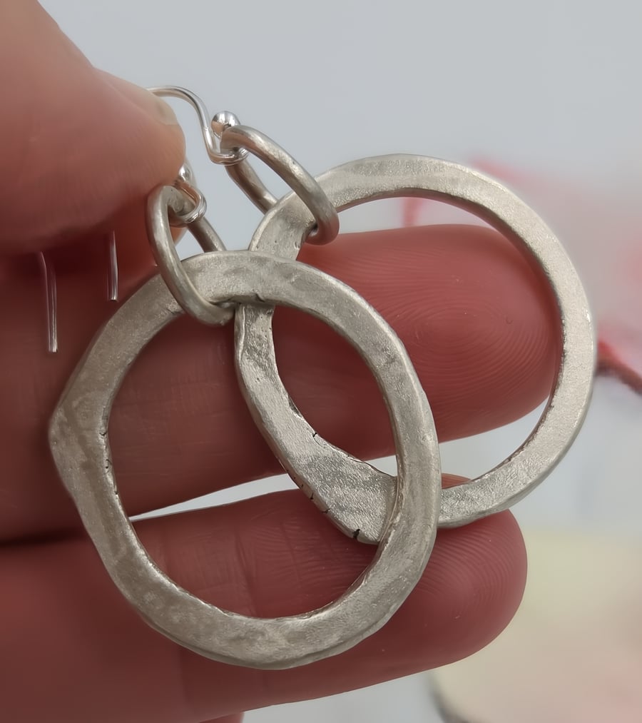 Forged Sterling Silver Flat Hoop Earrings