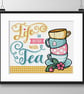 159A - Life is Better with Tea Cross Stitch Pattern Colorful Teacups (PDF Chart) - Image 3