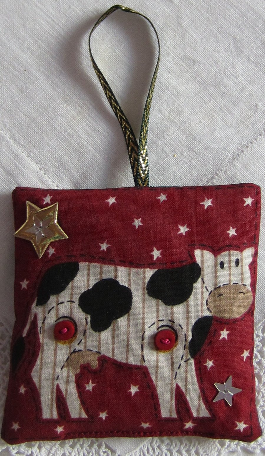 Lavender filled Cow Christmas Decoration