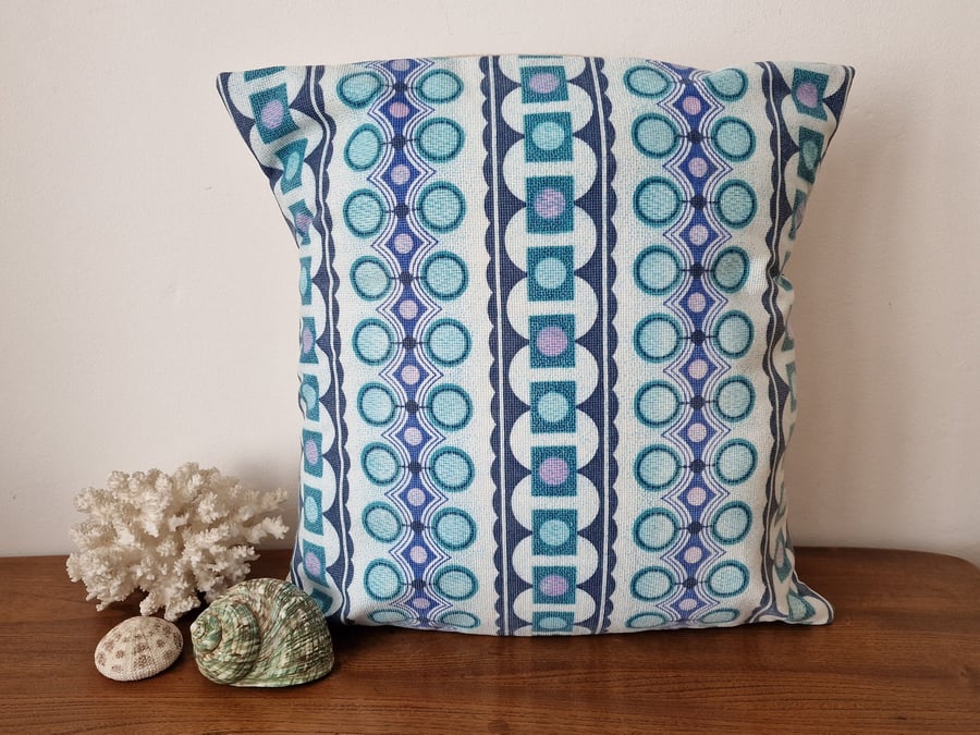 Handmade geometric envelope cushion cover vintage 1960s 1970s fabric