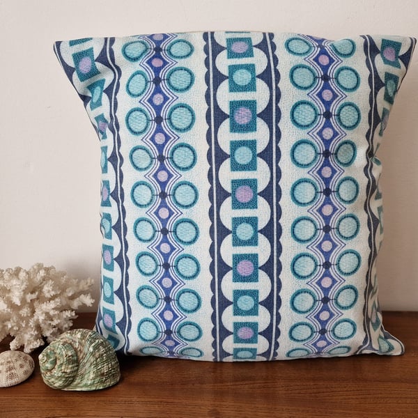 Handmade geometric envelope cushion cover vintage 1960s 1970s fabric