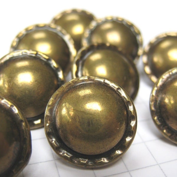 10 Small Bronze Boss Shank Buttons
