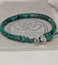Green sea sediment jasper and leather bracelet with button fastener  - Image 6