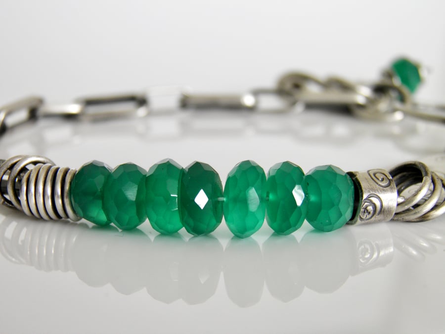 Emerald Green Onyx Bracelet 