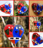 Red and Blue Fused Glass Lovebirds - 6190 - Image 7