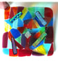 Abstract Patchwork Rainbow Dichroic Dish 11.5 cm Fused Glass Square  - Image 6