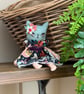Pretty Floral Cat Art Doll Blue - Image 4