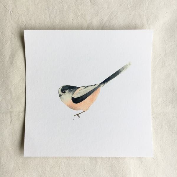 Watercolour long-tailed tit giclée print