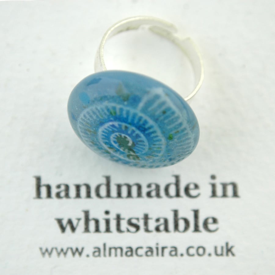 Fused Glass Ammonite Ring