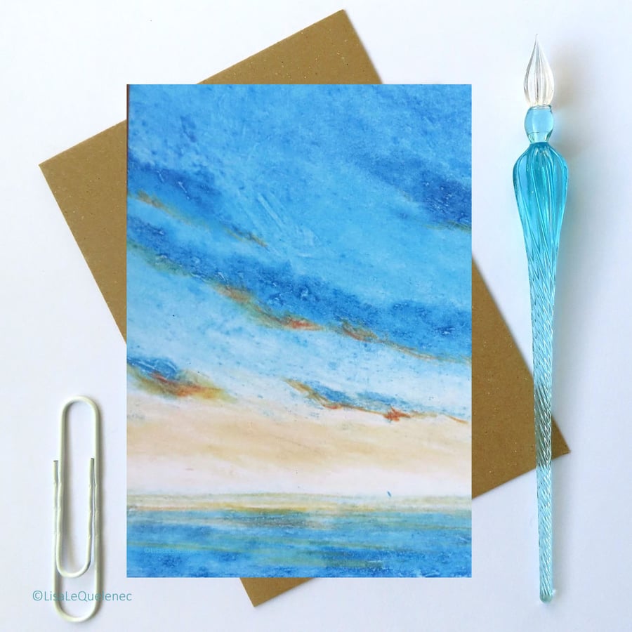 Sunrise over the ocean artist card cello free plastic free