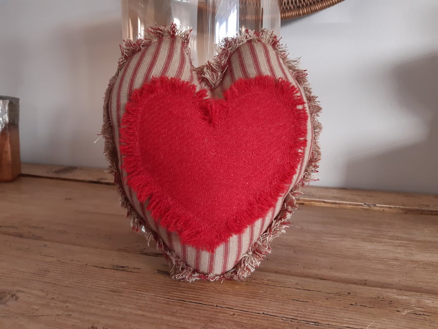 Red Heart Ragged Pillow