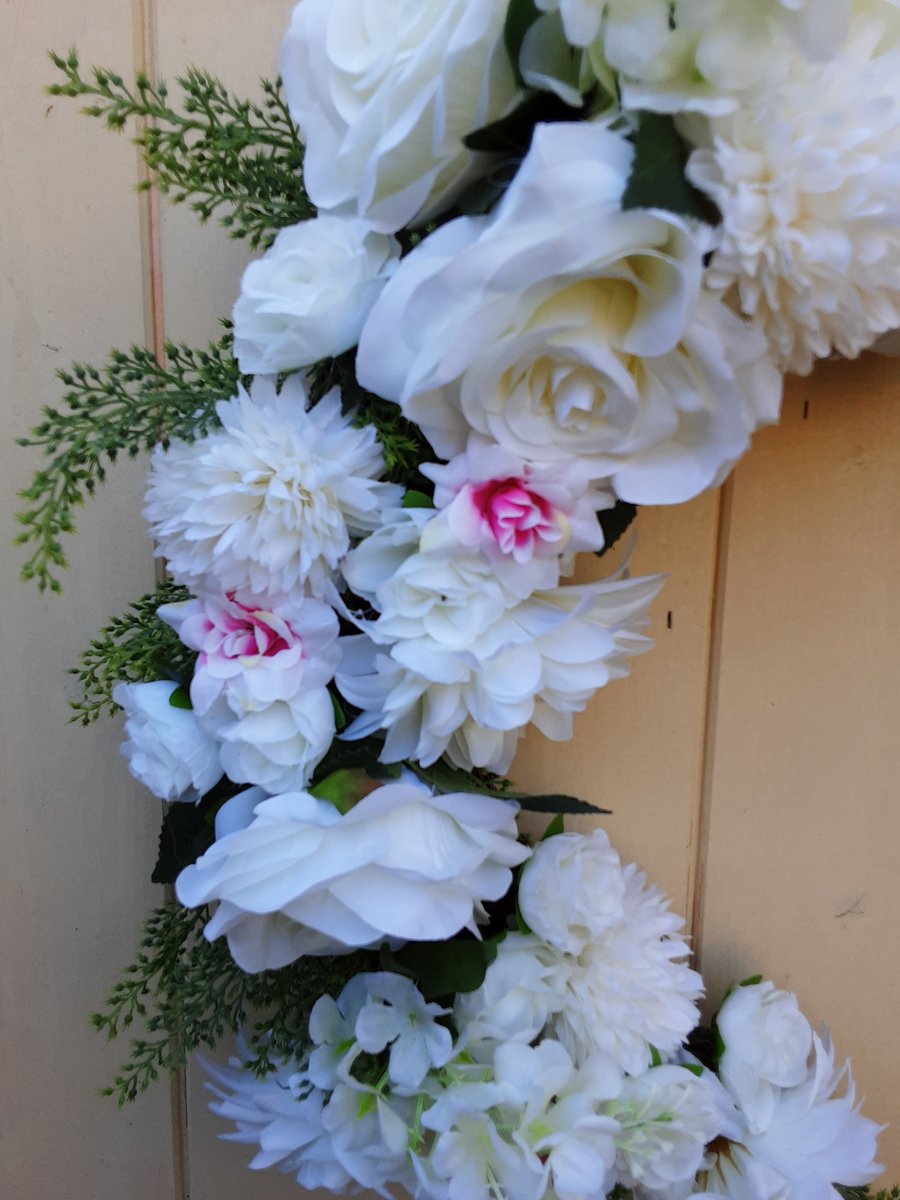 Faith. Beautiful 42cm crescent wreath, door, wall  gift.