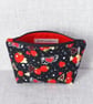 Make up bag, zipped pouch, strawberries & hearts - Image 4