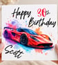 Personalised Birthday Card for Him - Racing Car Birthday Card - Sports Car Card