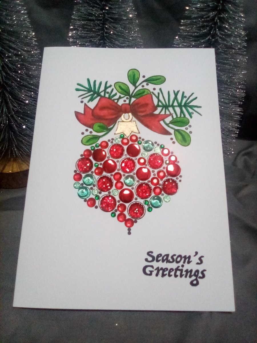 Handmade watercolour ornament Christmas card