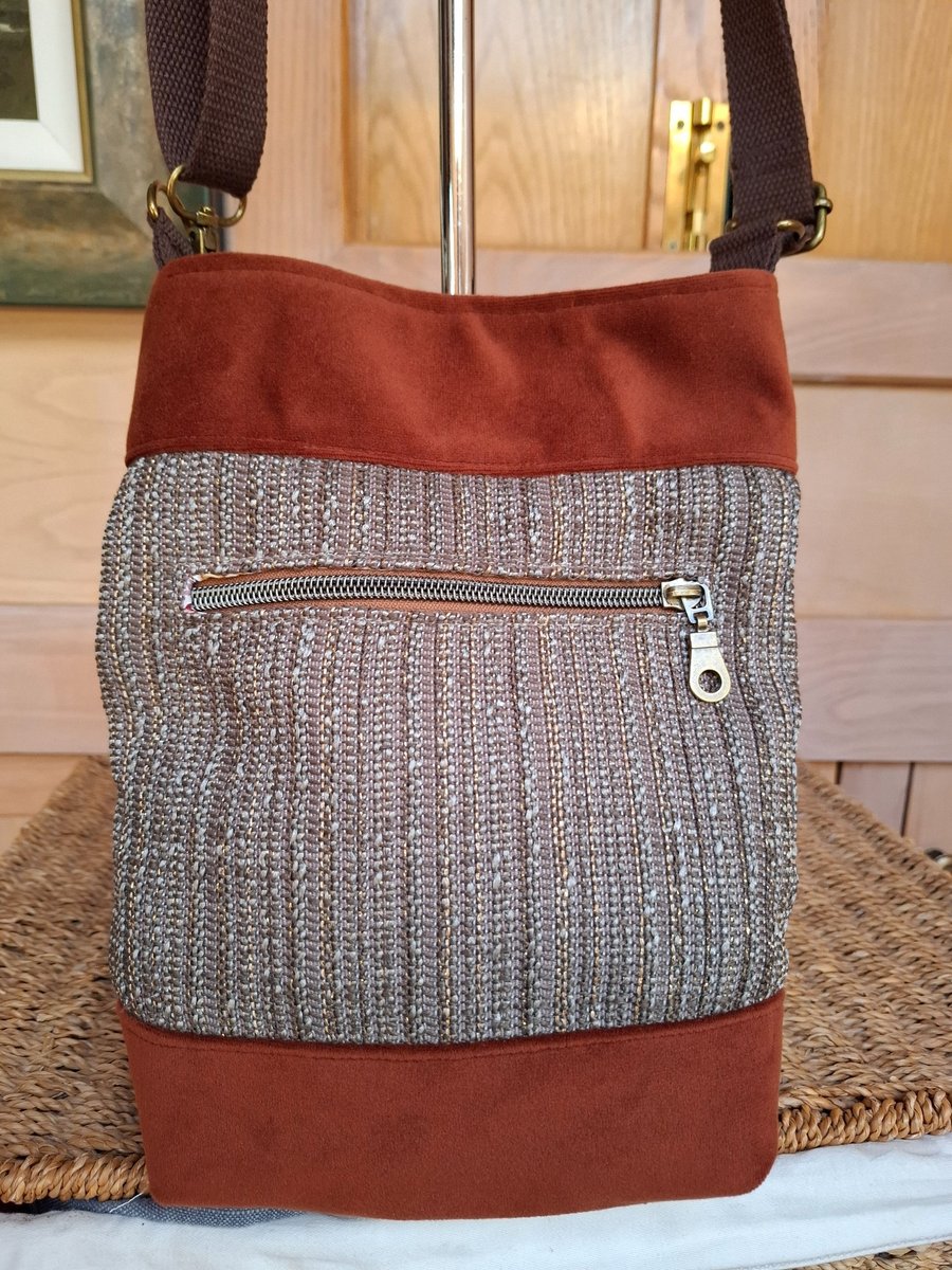 Russet and gold velvet bag