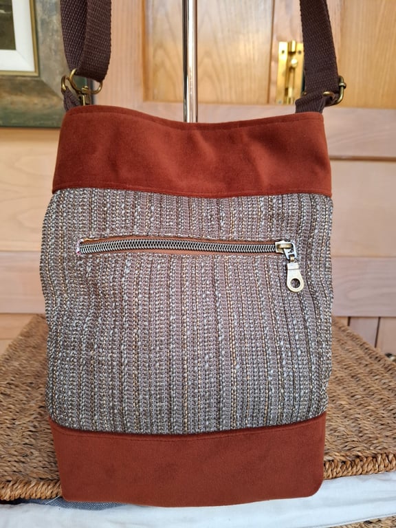 Russet and gold velvet bag
