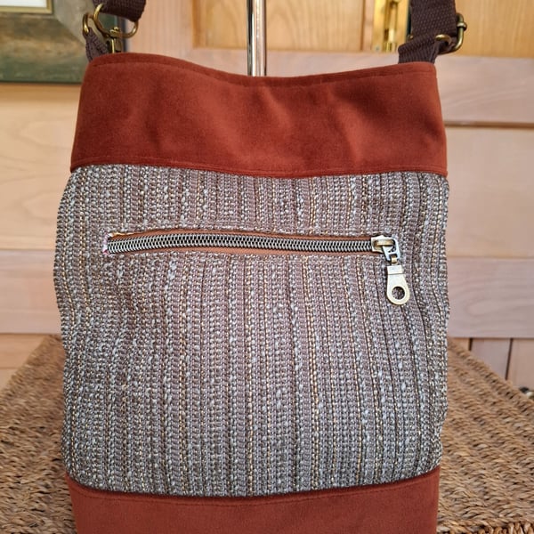 Russet and gold velvet bag