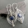 Sterling silver and lapis lazuli earrings, Wire wrapped jewellery