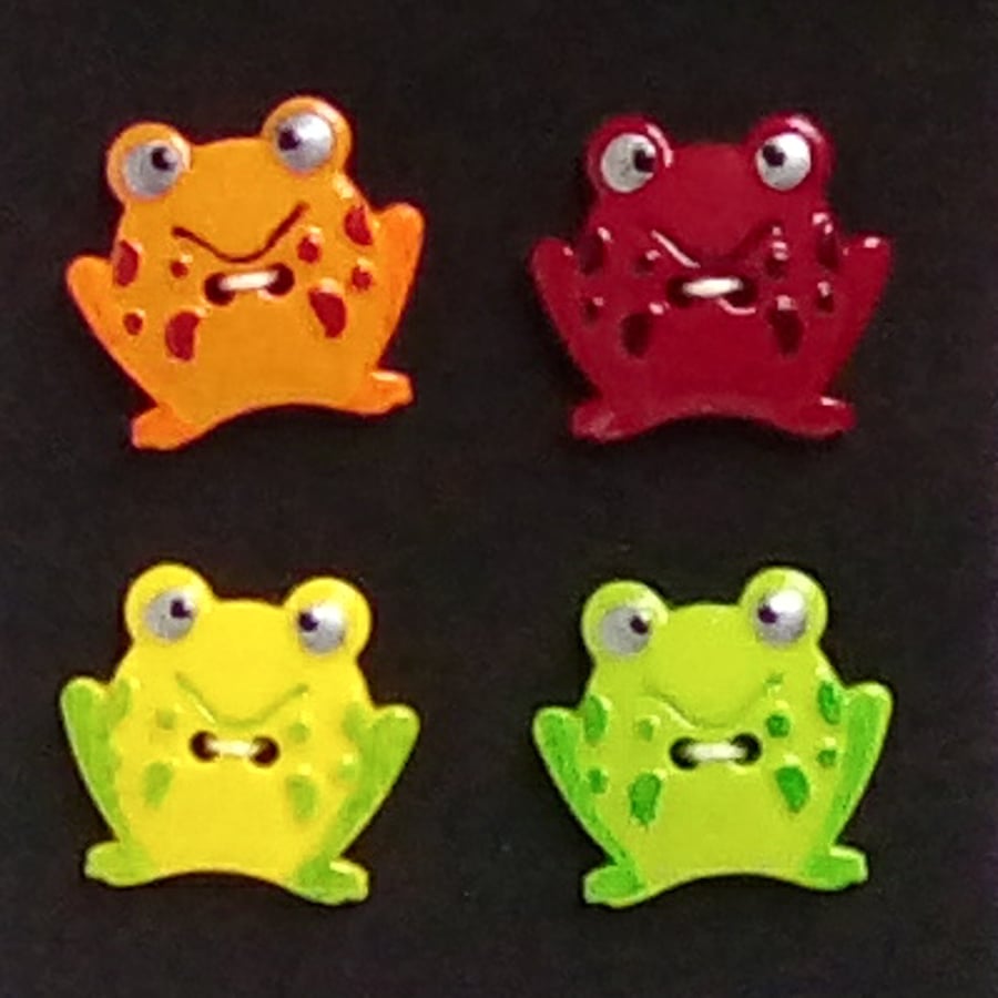 Hand painted frog buttons, different colours.