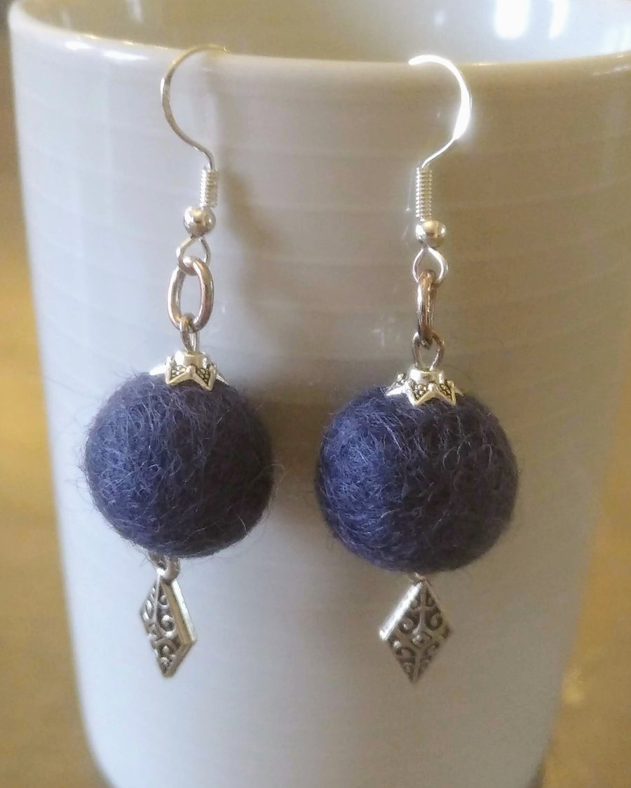 Merino Wool ball earrings