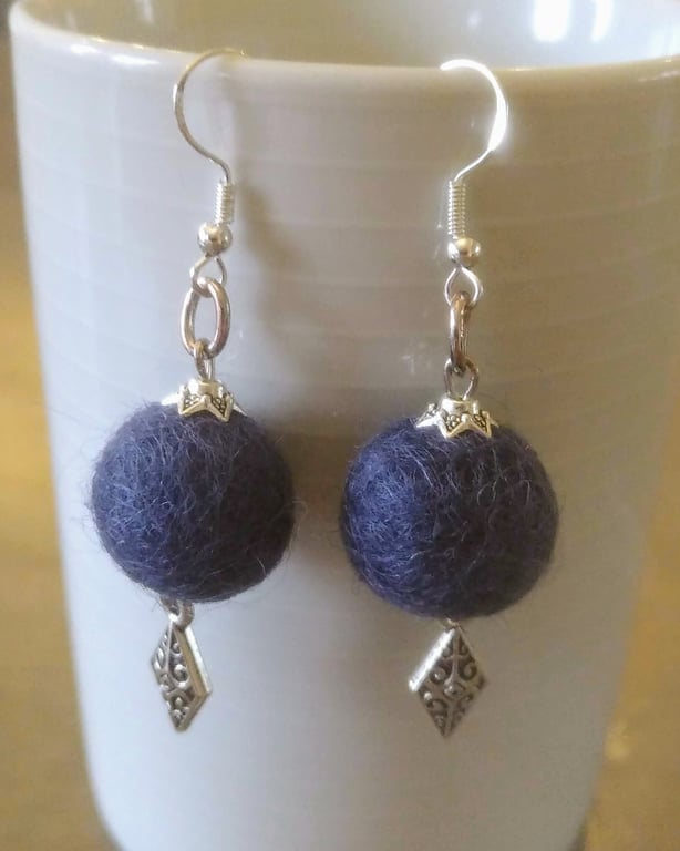Merino Wool ball earrings
