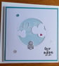 Neutral New Baby Card - Over the Moon for you - Rabbit With Clouds - Aqua - Image 8