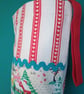 Upcycled Christmas Stocking - snowy winter scene with pink and red hearts - Image 8