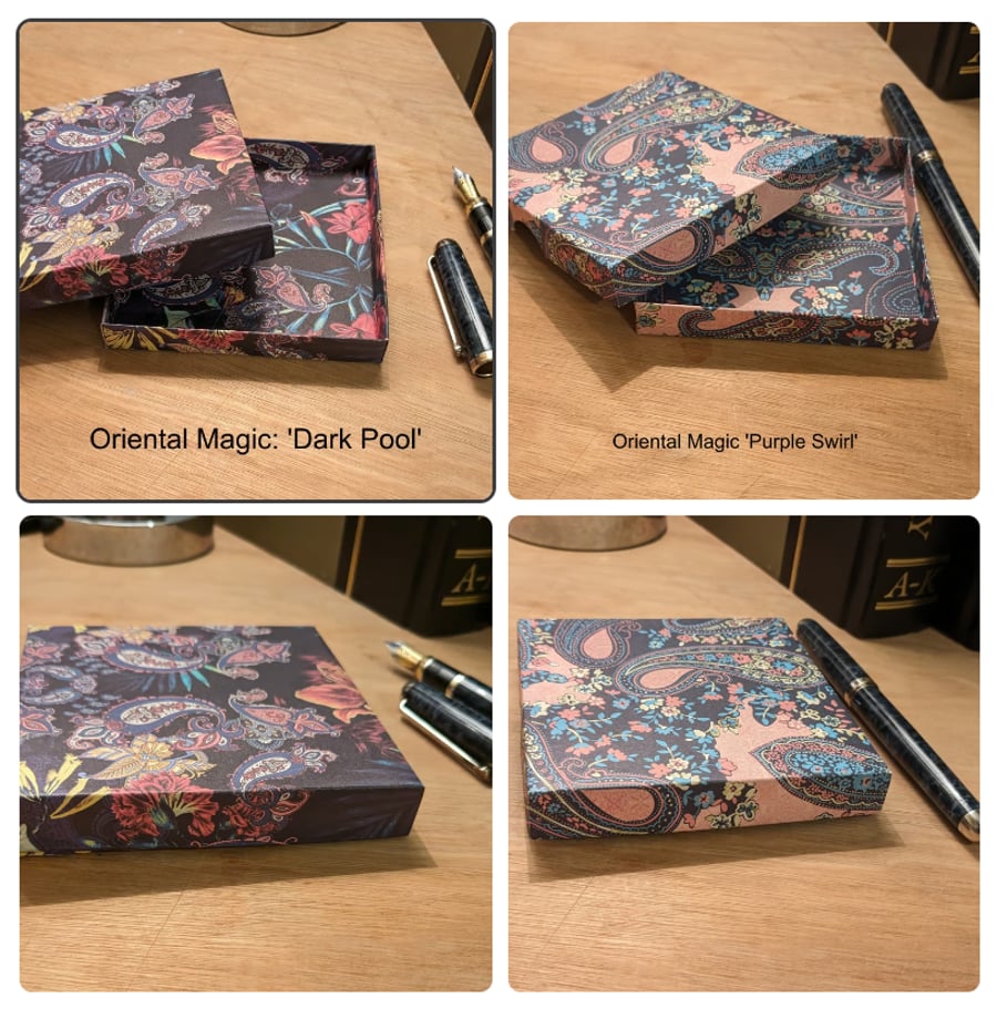 Two ultra-thin gift boxes - Oriental Magic  'Dark Pool' and 'Purple Swirl'