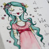 dreaming zombie girl - original aceo