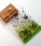 Purple wildflowers glass art, fused glass floral panel, freestanding ornament. M - Image 8