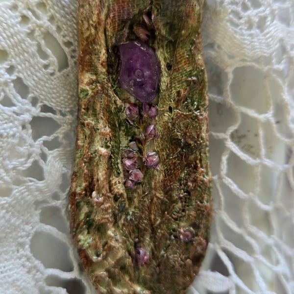 boho chic wearable art pendant 
