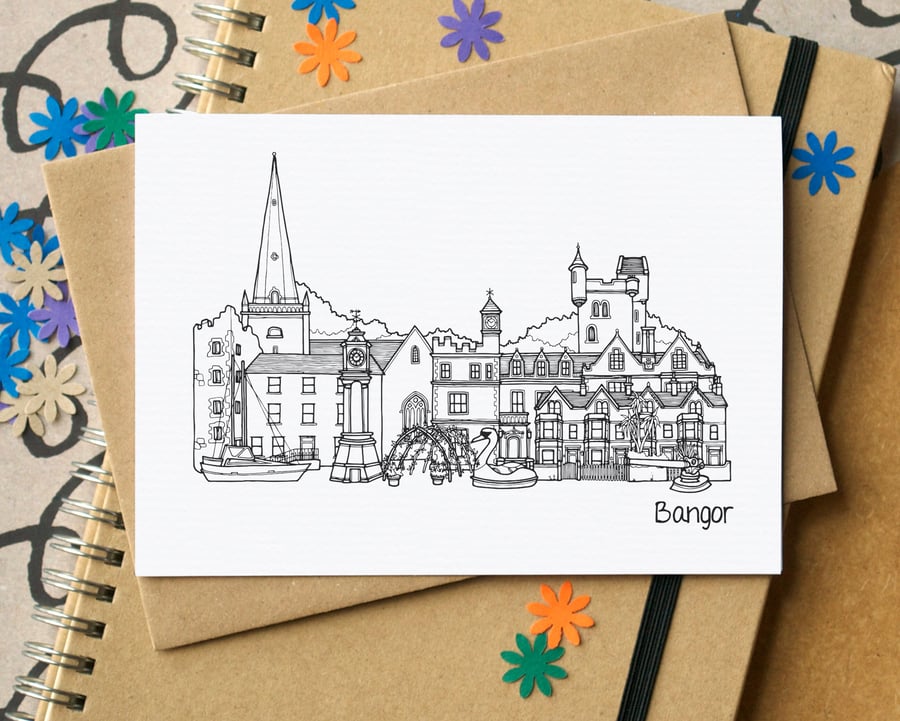 Bangor Northern Ireland Skyline Greetings Card