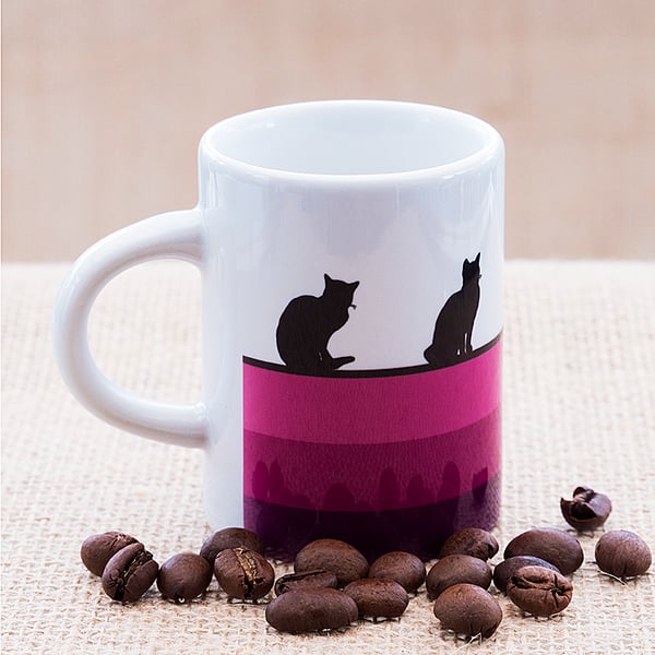 Purple Cat Lovers Espresso Coffee Mug Kittens Kitty Pet Animal Lover Animals  
