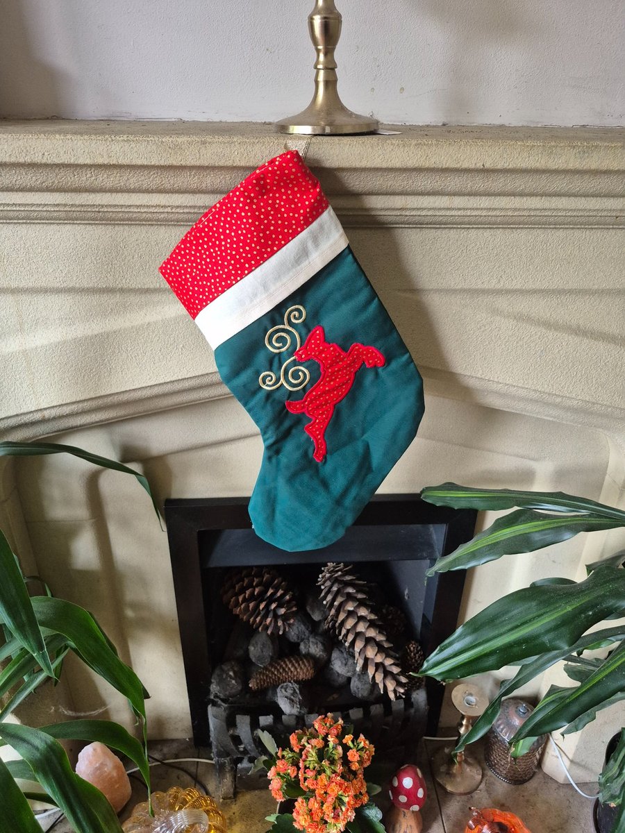 stocking red deer - fully lined handmade unique stocking
